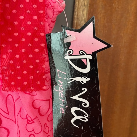 DIVA Women Pink Heart Motif Lingerie NWT- M - Picture 2 of 10